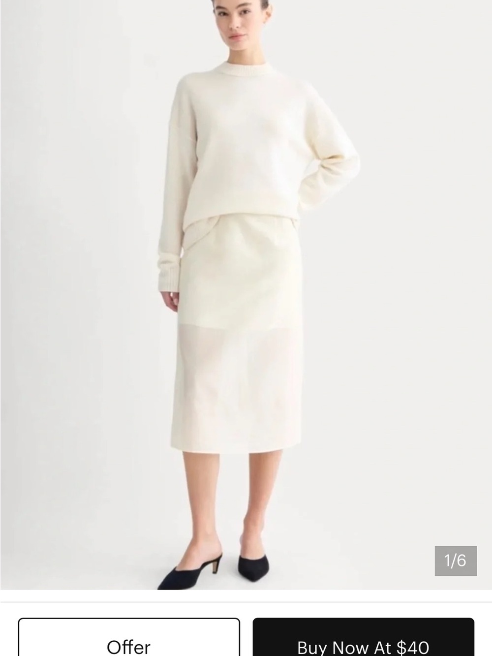 Everlane Cream Midi Pencil Skirt